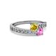 2 - Olena Yellow and Pink Sapphire with Side Diamonds Bypass Ring 