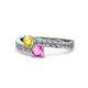 1 - Olena Yellow and Pink Sapphire with Side Diamonds Bypass Ring 