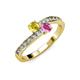 3 - Olena Yellow and Pink Sapphire with Side Diamonds Bypass Ring 
