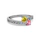 2 - Olena Yellow Sapphire and Pink Tourmaline with Side Diamonds Bypass Ring 