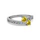 2 - Olena Yellow Sapphire with Side Diamonds Bypass Ring 