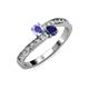 3 - Olena Tanzanite and Blue Sapphire with Side Diamonds Bypass Ring 