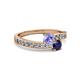 2 - Olena Tanzanite and Blue Sapphire with Side Diamonds Bypass Ring 