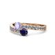 1 - Olena Tanzanite and Blue Sapphire with Side Diamonds Bypass Ring 