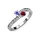 3 - Olena Tanzanite and Ruby with Side Diamonds Bypass Ring 