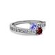 2 - Olena Tanzanite and Ruby with Side Diamonds Bypass Ring 
