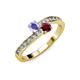 3 - Olena Tanzanite and Ruby with Side Diamonds Bypass Ring 