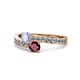 1 - Olena Tanzanite and Ruby with Side Diamonds Bypass Ring 