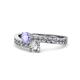 1 - Olena Tanzanite and Diamond with Side Diamonds Bypass Ring 