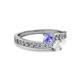 2 - Olena Tanzanite and White Sapphire with Side Diamonds Bypass Ring 