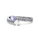 1 - Olena Tanzanite and White Sapphire with Side Diamonds Bypass Ring 