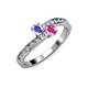 3 - Olena Tanzanite and Pink Sapphire with Side Diamonds Bypass Ring 