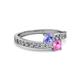 2 - Olena Tanzanite and Pink Sapphire with Side Diamonds Bypass Ring 