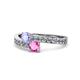 1 - Olena Tanzanite and Pink Sapphire with Side Diamonds Bypass Ring 