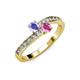 3 - Olena Tanzanite and Pink Sapphire with Side Diamonds Bypass Ring 