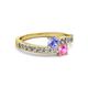 2 - Olena Tanzanite and Pink Sapphire with Side Diamonds Bypass Ring 