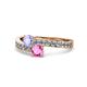 1 - Olena Tanzanite and Pink Sapphire with Side Diamonds Bypass Ring 