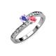 3 - Olena Tanzanite and Pink Tourmaline with Side Diamonds Bypass Ring 