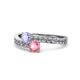 1 - Olena Tanzanite and Pink Tourmaline with Side Diamonds Bypass Ring 