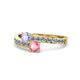 1 - Olena Tanzanite and Pink Tourmaline with Side Diamonds Bypass Ring 