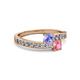 2 - Olena Tanzanite and Pink Tourmaline with Side Diamonds Bypass Ring 