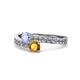 1 - Olena Tanzanite and Citrine with Side Diamonds Bypass Ring 