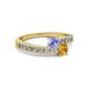 2 - Olena Tanzanite and Citrine with Side Diamonds Bypass Ring 