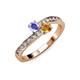 3 - Olena Tanzanite and Citrine with Side Diamonds Bypass Ring 