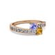 2 - Olena Tanzanite and Citrine with Side Diamonds Bypass Ring 