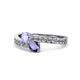 1 - Olena Tanzanite and Iolite with Side Diamonds Bypass Ring 