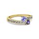 2 - Olena Tanzanite and Iolite with Side Diamonds Bypass Ring 