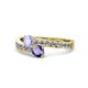 1 - Olena Tanzanite and Iolite with Side Diamonds Bypass Ring 