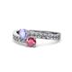 1 - Olena Tanzanite and Rhodolite Garnet with Side Diamonds Bypass Ring 