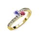 3 - Olena Tanzanite and Rhodolite Garnet with Side Diamonds Bypass Ring 