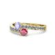 1 - Olena Tanzanite and Rhodolite Garnet with Side Diamonds Bypass Ring 