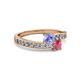 2 - Olena Tanzanite and Rhodolite Garnet with Side Diamonds Bypass Ring 