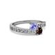 2 - Olena Tanzanite and Red Garnet with Side Diamonds Bypass Ring 