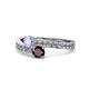 1 - Olena Tanzanite and Red Garnet with Side Diamonds Bypass Ring 