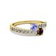 2 - Olena Tanzanite and Red Garnet with Side Diamonds Bypass Ring 