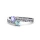 1 - Olena Tanzanite and Aquamarine with Side Diamonds Bypass Ring 