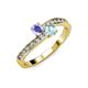 3 - Olena Tanzanite and Aquamarine with Side Diamonds Bypass Ring 