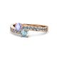 1 - Olena Tanzanite and Aquamarine with Side Diamonds Bypass Ring 