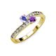 3 - Olena Tanzanite and Amethyst with Side Diamonds Bypass Ring 