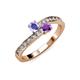 3 - Olena Tanzanite and Amethyst with Side Diamonds Bypass Ring 