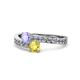 1 - Olena Tanzanite and Yellow Sapphire with Side Diamonds Bypass Ring 
