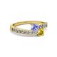 2 - Olena Tanzanite and Yellow Sapphire with Side Diamonds Bypass Ring 