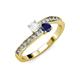 3 - Olena White and Blue Sapphire with Side Diamonds Bypass Ring 