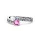 1 - Olena White and Pink Sapphire with Side Diamonds Bypass Ring 
