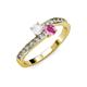 3 - Olena White and Pink Sapphire with Side Diamonds Bypass Ring 