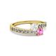 2 - Olena White and Pink Sapphire with Side Diamonds Bypass Ring 